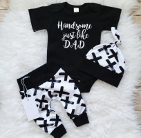 0-24 Month Toddler Kids Baby Boy 3Pcs Clothes Set Newborn Infant Boys Cotton Tops Romper Pants Leggings Outfits Clothing