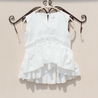 Baby Girl White Shirt Cotton Solid Sleeveless Blouses for Teenage School Girl Rufflle Summer White Blouse Girl Children Clothing