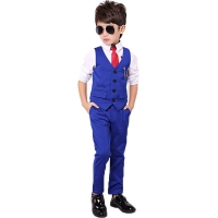 Boys Formal Suits Birthday Wedding Party Dress Kids sets for Gentleman Waistcoat Pants 2Pcs Piano Performance Children Clothes