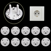 10pcs EU Stand Power Socket Cover 2 hole Electrical Outlet Baby Child Safety Electric Shock Proof Plugs Protector Rotate Cover