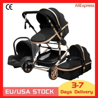 Luxurious Baby Stroller 3 in 1 Portable Travel Baby Carriage Folding Prams Aluminum Frame High Landscape Car for Newborn Baby