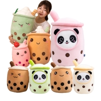 Plush Boba Tea Cup Toy Panda Bubble Tea Pillow Cute Fruit Drink Plush Stuffed Soft Apple Strawberry Milk Tea Kids Gift