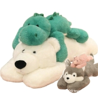 Super Soft Big  Lying White Polar Bear Toy Stuffed Animals Doll Cushion Dinosaur Pig Husky Dog Throw Pillow Hug Cuddly Plushies