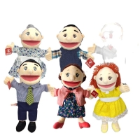 Mouth move plush hand puppet grandma mom girl boy grandpa dad family finger glove hand education bed story learn funny toy dolls