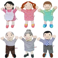 Plush Puppets soft grandpa Dad  family finger glove hand educational bed story learning Funny girls toys boys finger dolls