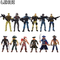 6 Pcs/set Forces Soldiers Pirate Action Figure Kids Toys Military Army Anime Figure Fighting Game Weapon Model Toy for Boys Gift