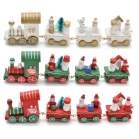Christmas Train Painted Wooden Action Figure Toys Santa Christmas Decoration for Home Xmas kid toys Gifts Christmas ornaments