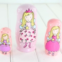 5PCS Angel Princess Russian Nesting Dolls Wooden Matryoshka Dolls Kids Toy Gift L4MC