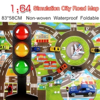 Portable Waterproof Car City Toy Playmat with 2 Maps and Guideposts - 83 x 58cm.