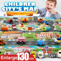 Waterproof Car Toy Playmat - City Road Map Parking Lot, 130x100cm, Portable & Fun, No Cars Included.