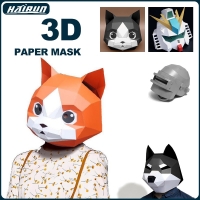 3D Paper Mask Fashion Animal and Game Role-Playing Costume DIY Handmade Paper Model Mask Christmas Halloween Party Gift