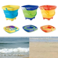 1 Pc Portable Children Beach Bucket Sand Toy Foldable Collapsible Plastic Pail Multi Purpose Summer Party Playing Storage