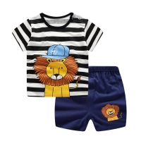 Unni-yun Casual Baby Kids Sport Clothing Plaid Lion Clothes Sets for Boys Costumes 100% Cotton Baby Clothes 6M -4 Years Old