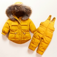 Winter Children Clothing Set Baby Boy Girl Clothes Warm Down Jacket Coat Jumpsuit Snowsuit Kids Parka Real Fur Overalls Overcoat