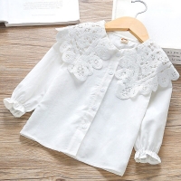 Blouses New Spring Toddler Kids Girls White Shirt Long Sleeve Cotton Lace Children Girl Tops Blouse Kids Clothes