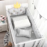 5pcs Nordic Crown Cushion Cot Bumpers Baby Bed Bedding Kit Baby Bedding Cotton Removable Washable Baby Crib Side Protector Set