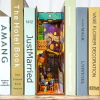 Book Nook DIY Wooden Van Gogh's World Bookshelf Kits Miniature Furniture Bookcase Insert Model Roombox Building Toys Gifts