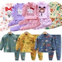 Children Pajamas Baby Home Wear Suit Kid Unicorn Cartoon Sleepwear Autumn Cotton Nightwear Boy Girl Dinosaur Pyjamas Pijamas Set