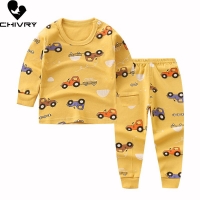 Newborn Kids Boys Girls Pajama Sets Cartoon Casual Long Sleeve Cute T-Shirt Tops with Pants Toddler Baby Autumn Sleeping Clothes