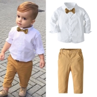 2020 New Fashion Baby Suits Childrens Clothing Sets Kids Baby Boys Business Suit Party Wedding Shirt+ Pants Set For Boys 1-6 Age
