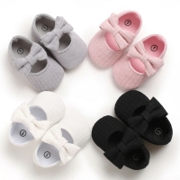 New Infant Baby Shoes Newborn Pram Solid Bowknot Hook Girls Princess Moccasins Soft Shoes