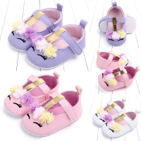 2019 New Toddler Baby Girls Boys Flower Unicorn Shoes PU Leather Shoes Soft Sole Crib Shoes Spring Autumn 0-18M