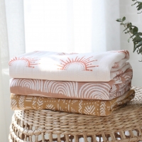 Soft Bamboo Cotton Baby Blanket for Girls and Boys - Muslin Swaddle Blanket and Bath Towel Combo.