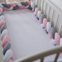 1M/2M/3M/4M Baby Bumper Crib Cot Protector Infant Bebe Bedding Set for Baby Boy Girl Braid Knot Pillow Cushion Room Decor