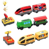 Wooden RC Train Railway Accessories Remote Control Electric Train Magnetic Rail Car Fit For All Brands Train Track Toys For Kids