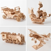 Diy 3d wooden puzzle for Assembly Puzzle Laser Cutting Sailing Ship Biplane Steam Locomotive Train Toy diy Kit  for adults Child