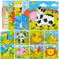 Wooden 3D Puzzle Jigsaw Tangram for Children Baby Cartoon Animal Traffic Puzzles Intelligence Kids Toy Educational Learning Toys
