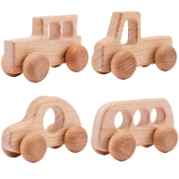 4Pcs Custom Wooden Toys Montessori Educational Beech Wood Car Children Cartoon Car Toy Baby Wood Gift For 2-6 Years Old Kids