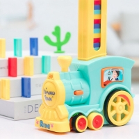 Domino Train Car Set Kids Sound Light Dominoes Brick Colorful Blocks Game Funny Gift Electronic Toys for Children Boys Girls