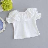 Infants Clothes Newborn Baby Girls White T-shirts Cotton Short-sleeved Toddlers Kids Tees Sweet Summer Tops