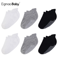 6Pairs/Lot Baby Socks 100% Organic Cotton Baby Ankle Socks with Non Skid Soles Unisex Anti Skid Baby Sock for Girls & Boys