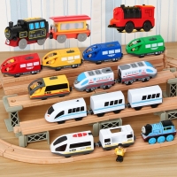 Kids RC Electric Train Set Locomotive Magnetic Train Diecast Slot Toy Fit for Wooden Train Railway Track Toys for Children Gifts