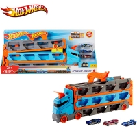 Hot Wheels Speedway Hauler Storage Carrier Truck With 3 Sport Cars Kid Toy Can Become 2M Track GVG37 Funny Birthday Gift For Boy