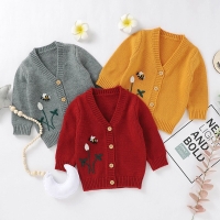 Toddler Girls Boys Cardigan Sweaters Cute Floral Bee Embroidery Sweaters Long Sleeve Button up Sweaters Coat