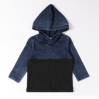 Top kds t-shirt long sleeves baby clothes boy/girl clothes hooded shirt child school clothes denim blue autumn winter clothes