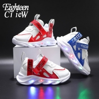 Size 21-30 New LED Children Glowing Shoes Baby Luminous Sneakers Boys Lighting Running Shoes  Kids Breathable Mesh Sneakers