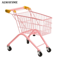 ALWAYSME Foldable Pretend Play Shopping Cart Toy Grocery Cart For 2-6 Years Old Baby Kids