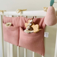 Baby Crib Organizer Hanging Bag Baby Bedside Storage Bag Baby Essentials Multi-Purpose Newborn Bed Hanging Diaper Toy Tissue