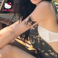 Hello Kitty Kulomi Tattoo Stickers Heart-shaped Chain Decoration Cool Lasting Waterproof Realistic Body Art TemporaryTattoos