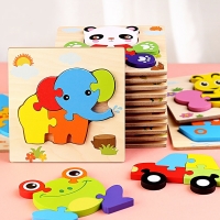 Baby Toys Wooden 3d Puzzle Tangram Shapes Learning Cartoon Animal Intelligence Jigsaw Puzzle Toys For Children Educational