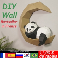 Pre-cut Wall Hanging Decor Paper Model,DIY Room 3D Art Fox Moon Panda Deer Animal Papercraft Home Handmade Goods Craft RTY033