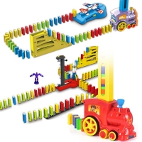 Automatically Place Domino Block Train Car sound light Plane Rocket Robot Colorful Dominoes Game Set Birthday gift for Children