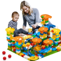 Marble Race Run Big Block Maze Ball Building Blocks Funnel Slide Blocks DIY Big Bricks Toys For Children Gift