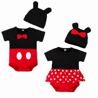 Unisex Cartoon Infant Cotton Clothing Summer Short Sleeve Jumpsuit Muslin Baby Girls Rompers+Hat Suit Set Kids Climbing Suits