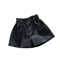 Black bow shorts new leather pants girls baby Spring 2021 P4439