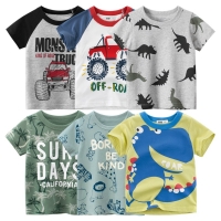 2022 Summer Boys T Shirt Cartoon Dinosaur Baby T-shirts Short Sleeves Full Print Children Clothing Cotton Kids Clothes Tee Tops